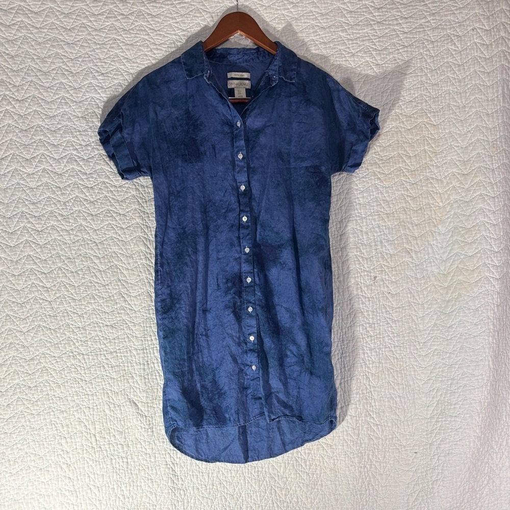 Cynthia Rowley Indigo High Low Dress 100% Linen